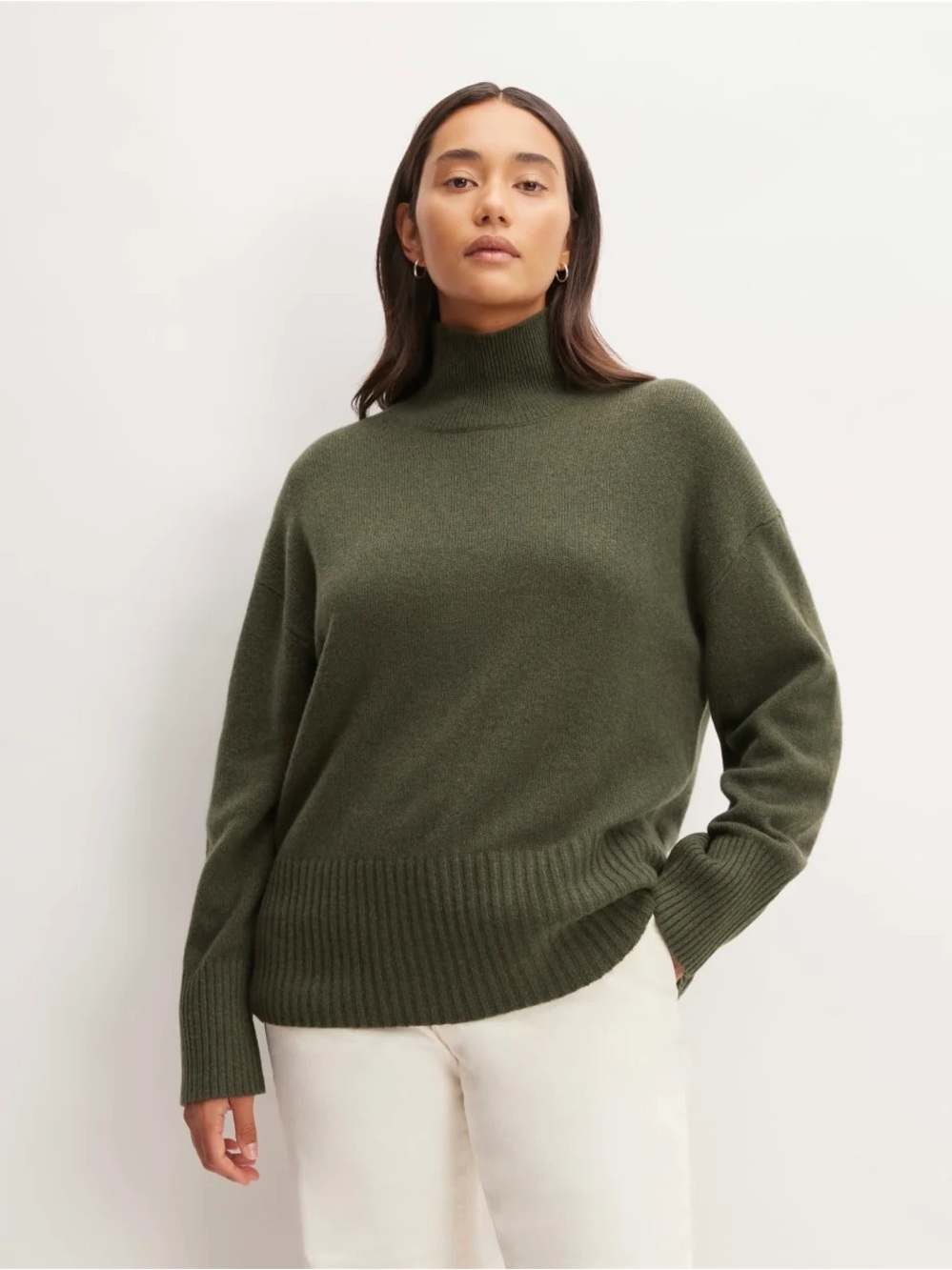 Everlane The ReCashmere Oversized Turtleneck in Green sz Small